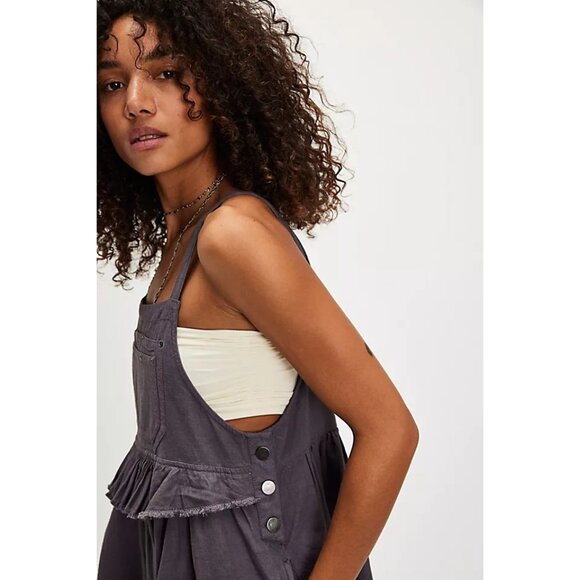 Free People Matias Pleated Relaxed Romper Womens Size L Boho Festival Overalls - Picture 2 of 13